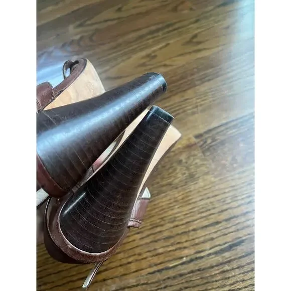 Coach women’s  leather shoes Sz. 6.5 brown tassel fringe accent sandals heels - Picture 5 of 8